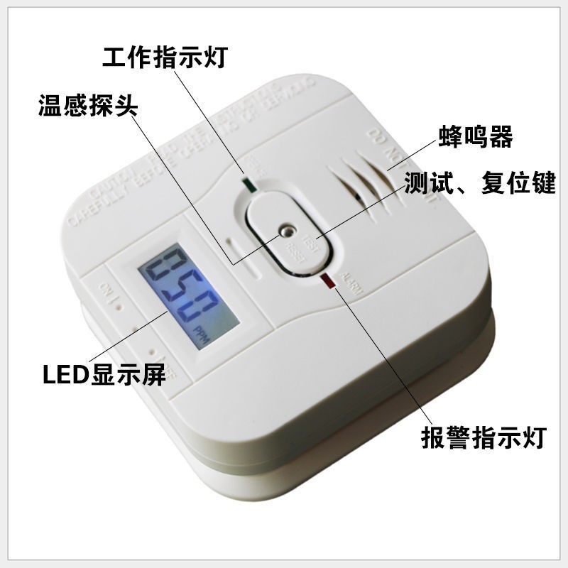  家用一氧化碳、溫度、煙霧三合一復(fù)合型報(bào)警器CO01A
